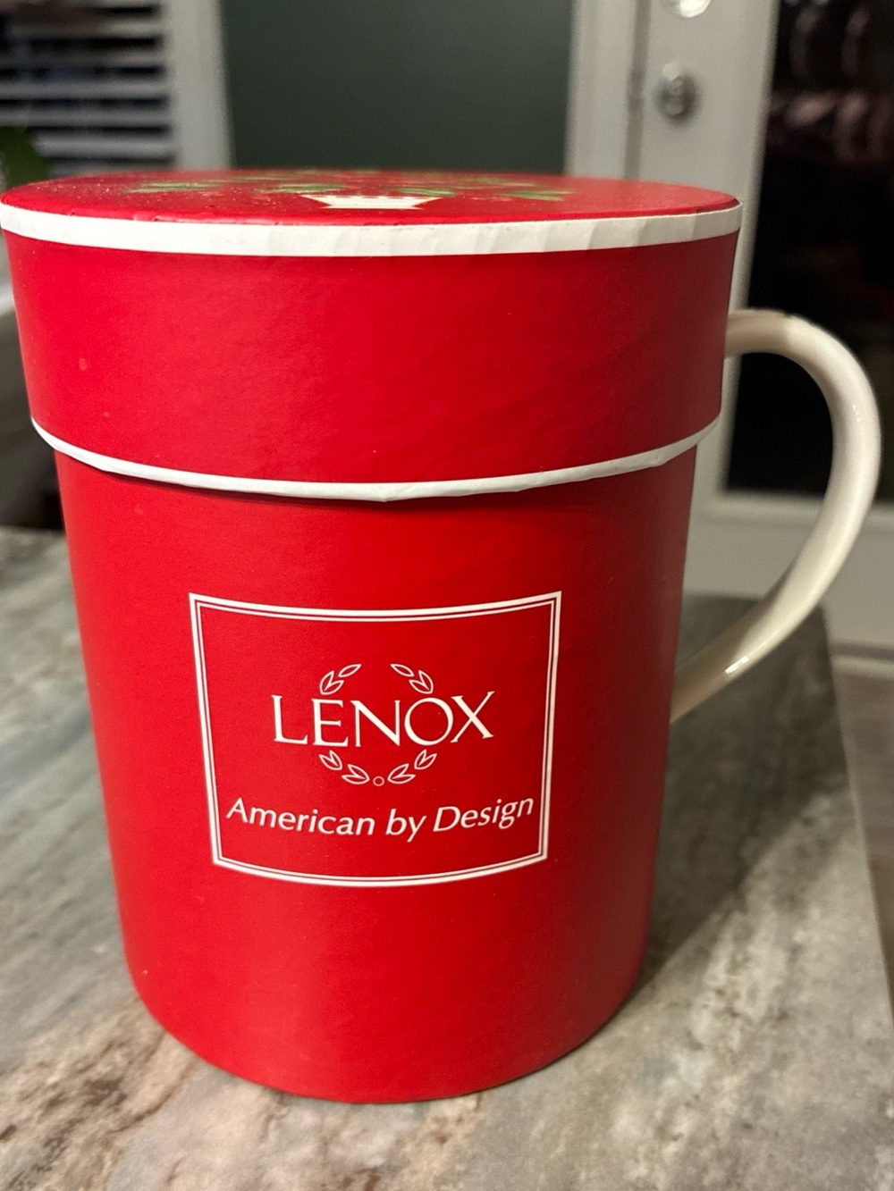 Lenox Red Ceramic Travel Mug with White Handle and Lid New with tags great gift